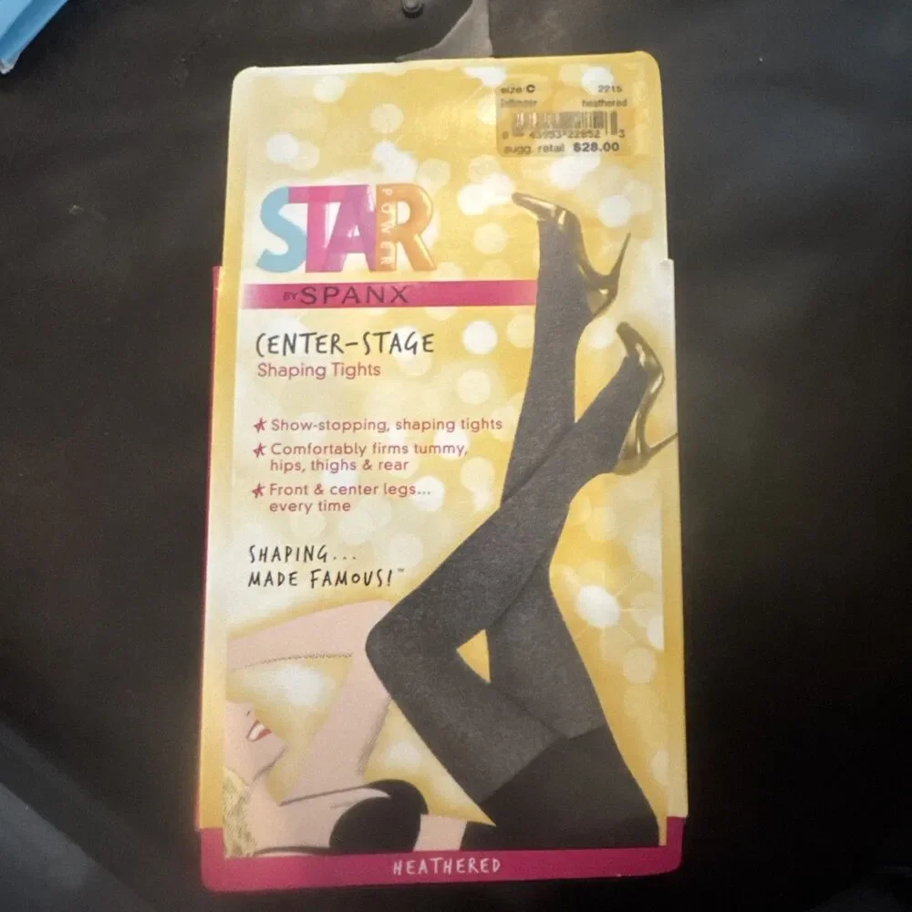 Star Power By Spanx Center Stage Shaping Tights Size C Heathered Gray